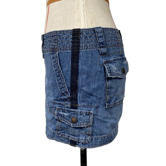 Mossimo Juniors Size 7 Blue Denim Cargo Mini Skirt - Picture 4 of 8